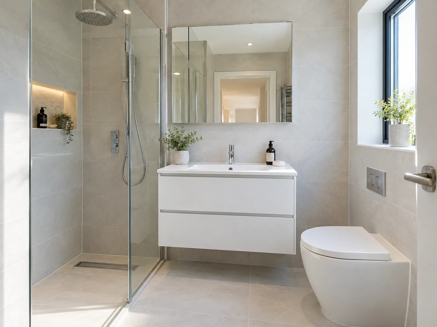 Modern bathroom with coordinated furniture and finishes