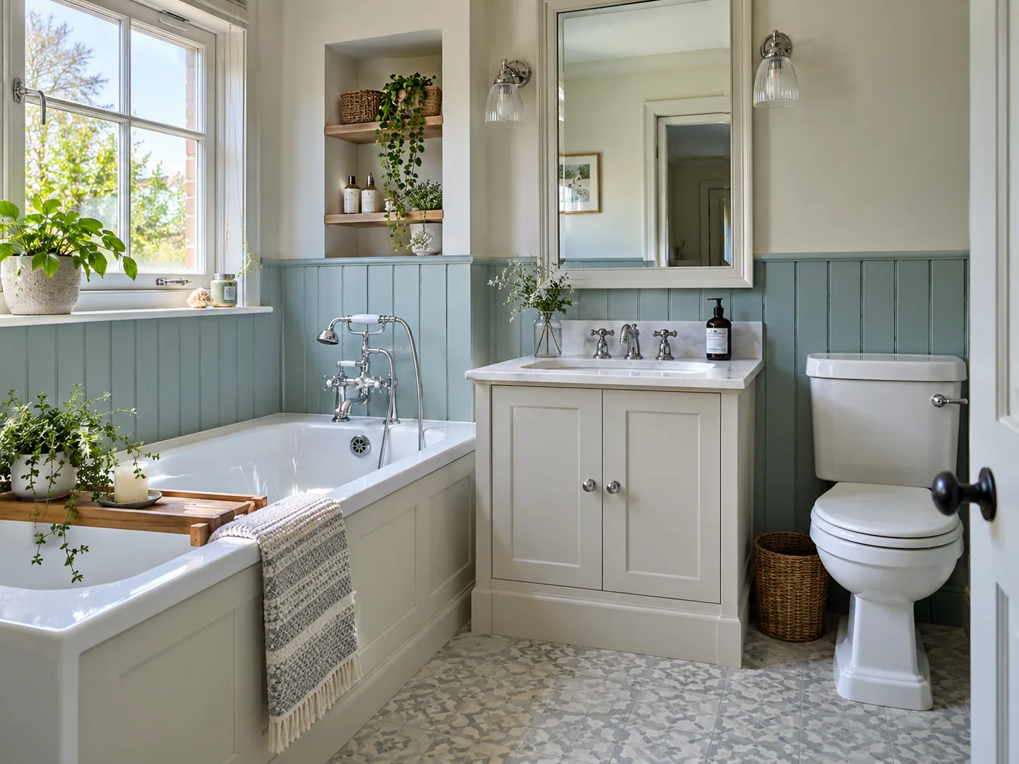 Traditional bathroom with coordinated furniture and finishes