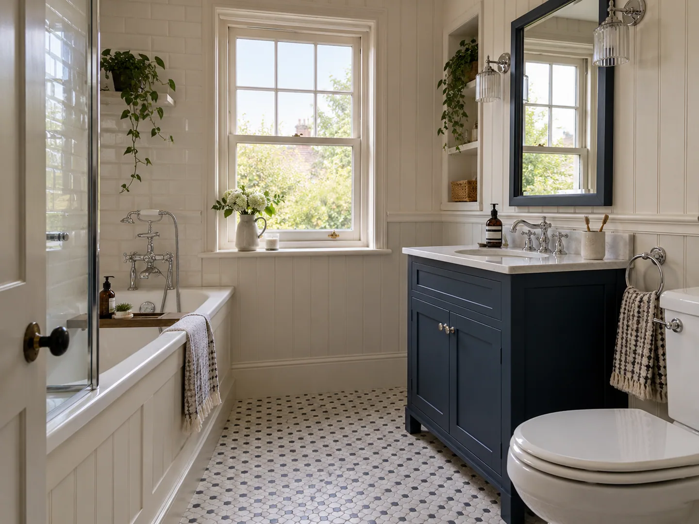 Traditional bathroom with coordinated furniture and finishes